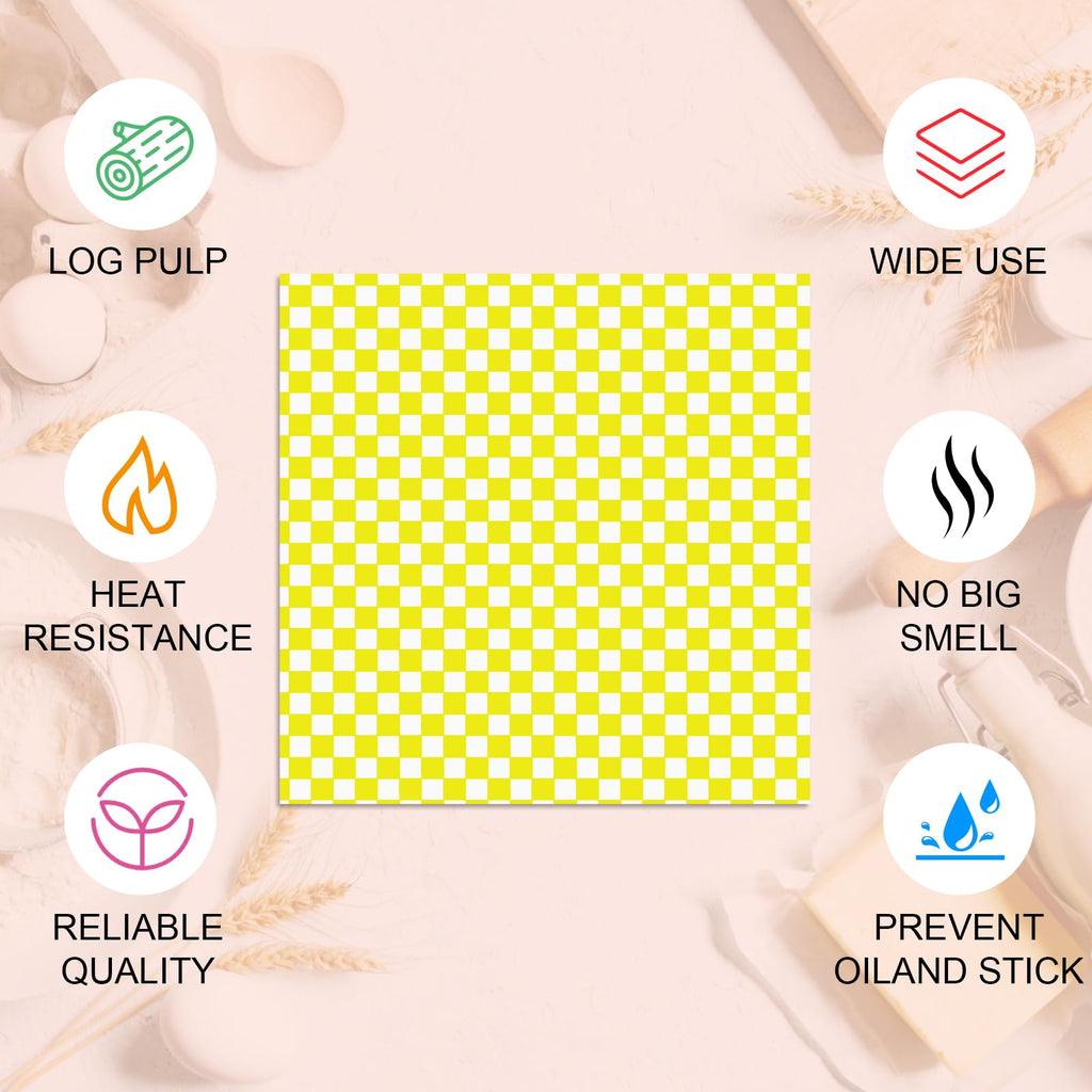 Ninsula Deli Paper Sheets 126P, 11.5x11.5 In Checkered Sandwich Paper Wraps, 6 Colors Basket Liners For Food Serving, Grease Resistant Burger Wrappers for BBQ, Picnic, Party(Colorful)