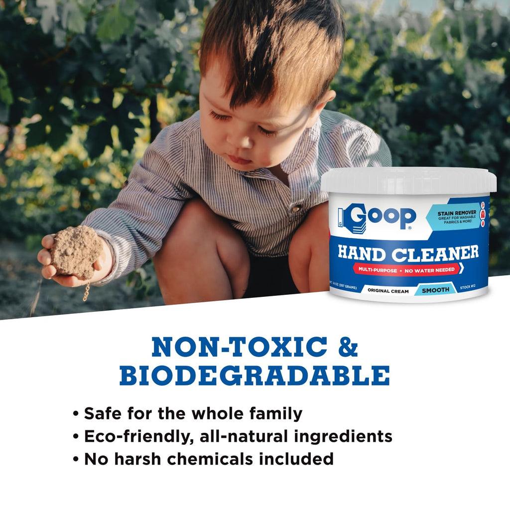 GOOP Original Multi-Purpose Waterless Hand Cleaner and Stain Remover - 14 oz Can (Pack of 2)
