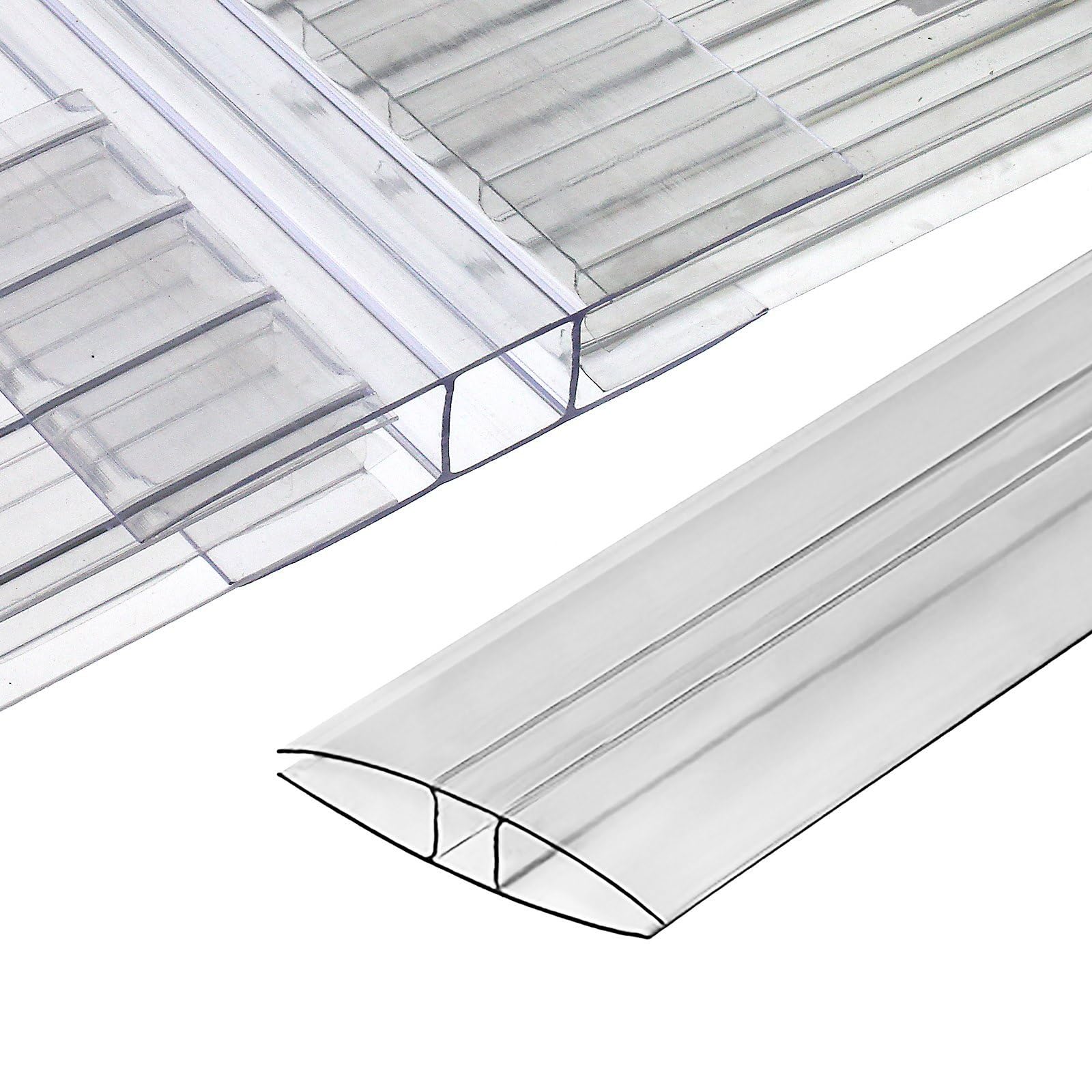 Greenhouses Polycarbonate Greenhouse Panels Connectors - Fit 6mm or 8mm Twin-Wall Polycarbonate Panels, Join 2 Pieces of Panels Together, 4-Foot Length, 10 Pieces (H Connectors 8mm-4ft)