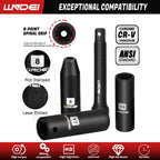 LLNDEI 1/2" Dr. Ratchet Impact Socket Wrench Set,Deep Sockets(8-24mm),Spark Plug Socket(16,21mm),49PCS, CR-V, Metric, With Combination Wrenches (8-17mm)