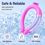 Cooling Neck Wrap with Insulated Bag, Reusable Ice Neck Ring & Body Cooler for Summer Heat, Wearable Cooling Tube Maintains 18°C/64°F for Outdoor, Sports, Travel (Rose*2)