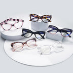 BONCAMOR 6 Pack Fashion Cat Eye Reading Glasses for Women Blue Light Blocking Oversized Spring Hinges Computer Readers (6 Mix, 2.5, Diopters)