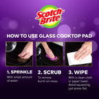 Scotch-Brite Glass Cooktop Pads, Scratch-Free & Non-Abrasive Scrubbers for Glass or Ceramic Stovetops, Cleans Burnt-On Messes with Just Water, Reusable Dishwasher-Safe Design (6 Pads)