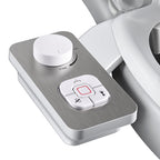 SAMODRA Bidet Attachment, Non-Electric Cold Water Bidet Toilet Seat Attachment with Pressure Controls, Retractable Self-Cleaning Dual Nozzles for Frontal & Rear Wash - Brushed Nickel