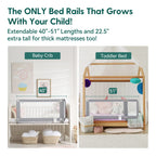 BABELIO Toddler Bed Rails, Guardian 39"-51" Extendable Guard for Toddlers, Kids & Elderly Adults, 22.5" Tall Baby Side Rails Crib Twin/Queen/Full/King Size, CPSIA Certified (Gray)