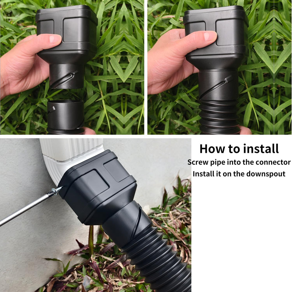 Prestantious 16.5ft Long Downspout Extender, 3.1" OD Gutter Downspout Extensions Pipe for 3"×4" and 2"×3" Downspout, Inside Diameter 2.6 Inches, Flexible Pipe Stretched Length 16.5ft, Black,1-Pack