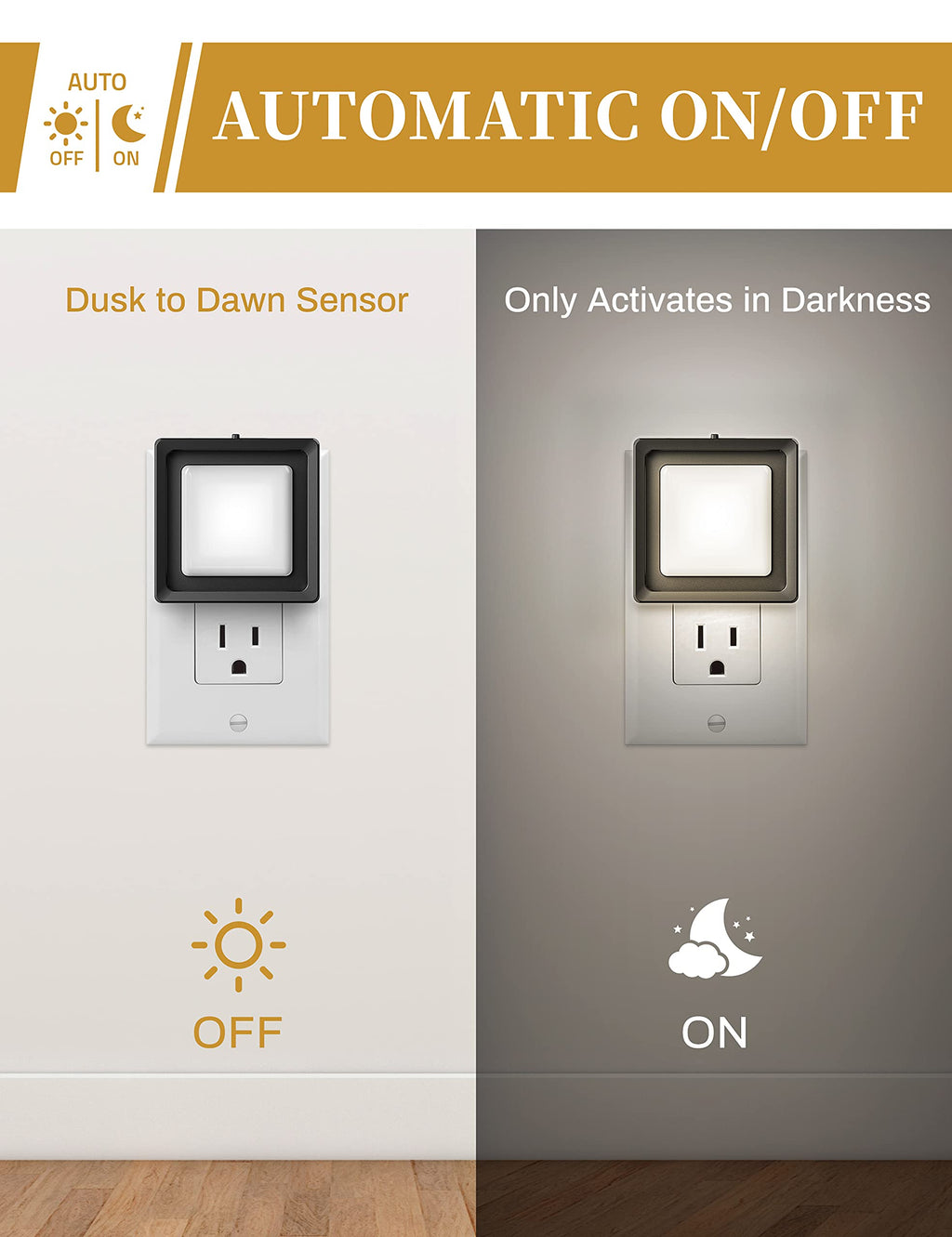 DORESshop LED Night Light, Plug-in [4 Pack], Dusk to Dawn Sensor, Night Lights Plug into Wall for Bedroom, Bathroom, Toilet, Stairs, Kitchen, Hallway, Kids,Adults, Nightlight, Daylight White 5000K…