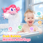 Bath Toys,Crab Baby Bath Toys Light Up Bath Bubble Machine with Colourful RGB Light Great Birthday Gift for Boys and Girls Toddler Toy for Kids Ages 1-3 4-8