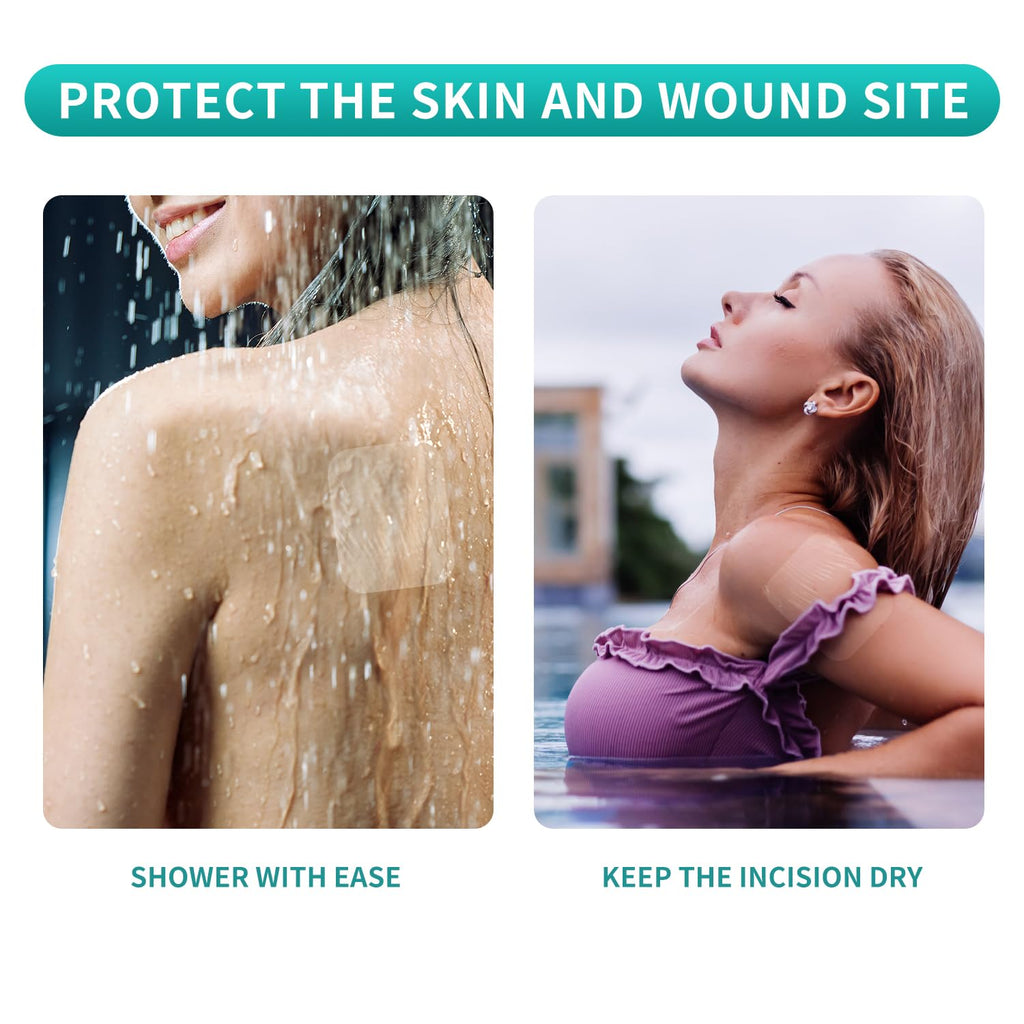 Dimora Waterproof Transparent Film Dressing, Large Clear Wound Bandages 6x8 inch 50 Pack, Post Surgical Skin Protector, Adhesive Medical Pad for Swimming,Showering,Tattoo Aftercare,IV Fixing
