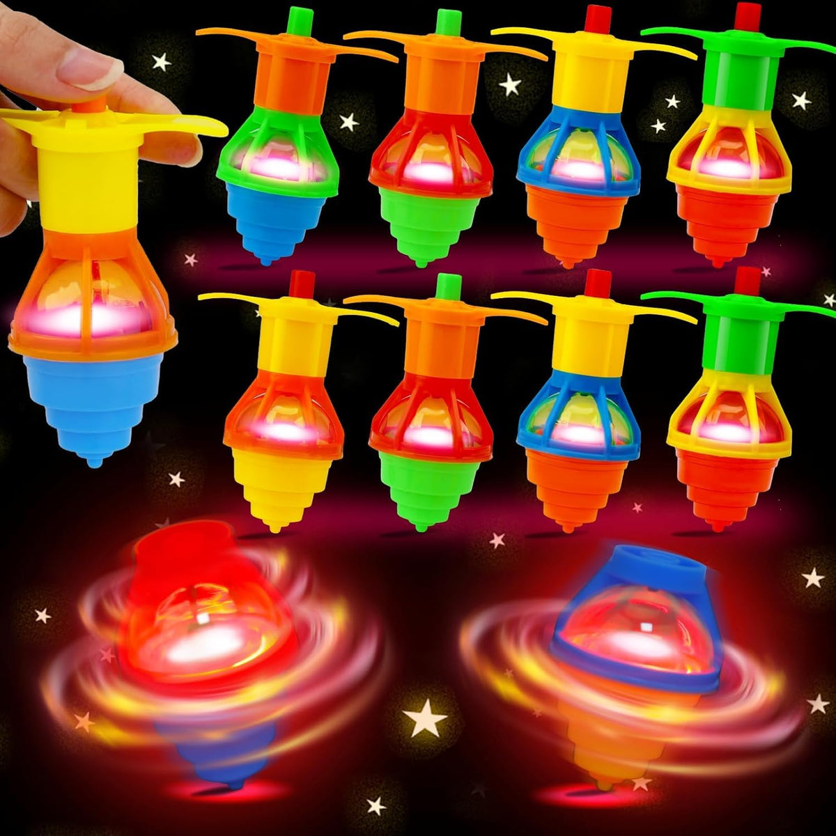 24PCS Light Up Spinning Tops Glow Halloween Party Favors for Kids 4-8 8-12