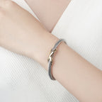 UNY Jewelry Bracelet Two Tone Criss Cross X Shape Infinity Twisted Cable Bangle Designer Inspired Women Jewelry (Single 2 Tone)