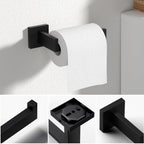 JOPOFI 5 Piece Bathroom Towel Bar Set - Thicken Stainless Steel Bath Towel Holder, 15.7 Inch Towel Racks for Bathroom Wall Mounted, Bathroom Hardware Accessories Set - Matte Black