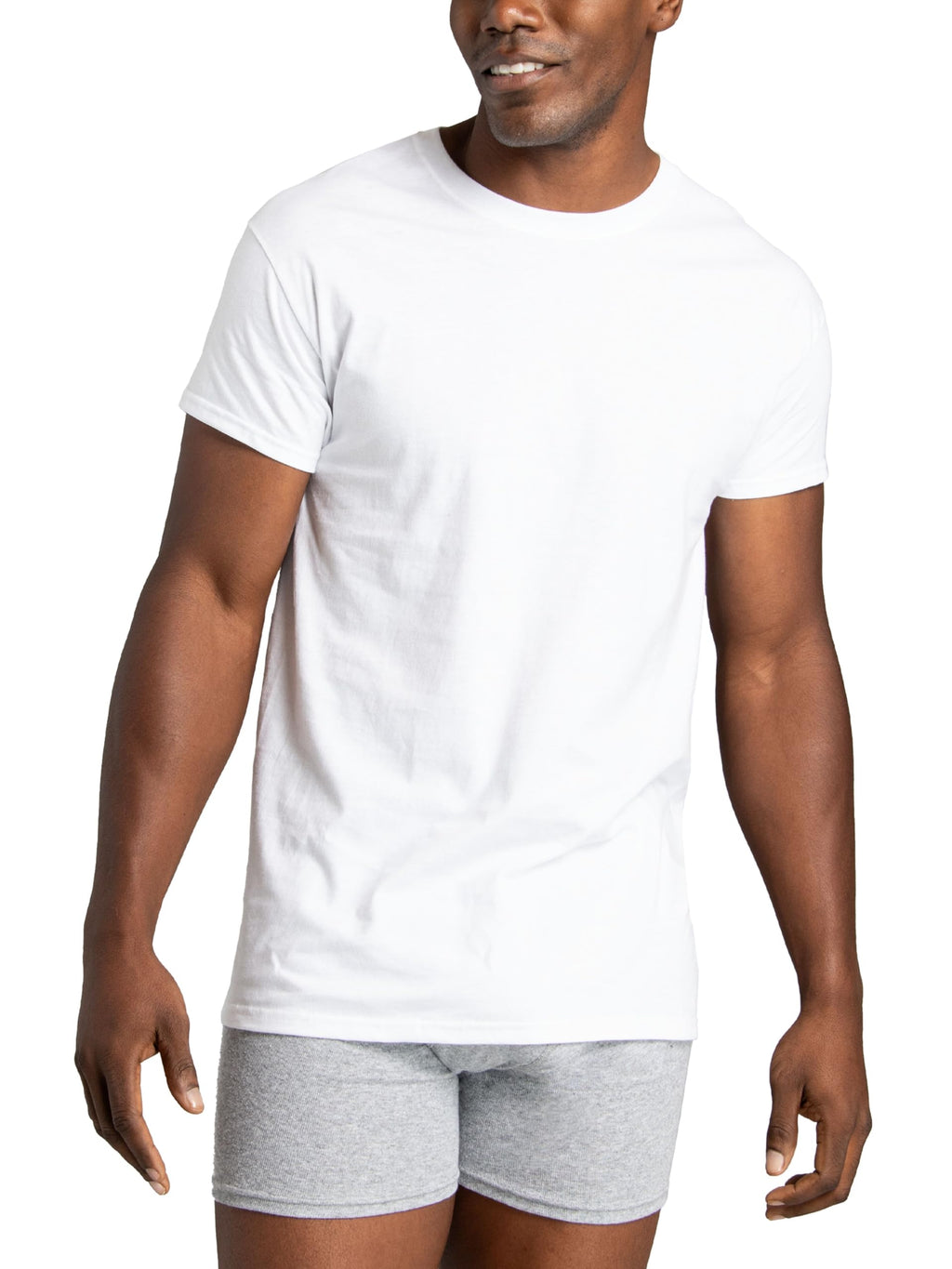Fruit of the Loom Mens Stay Tucked Crew T-Shirt Underwear, Classic Fit - White 6 Pack, Large US
