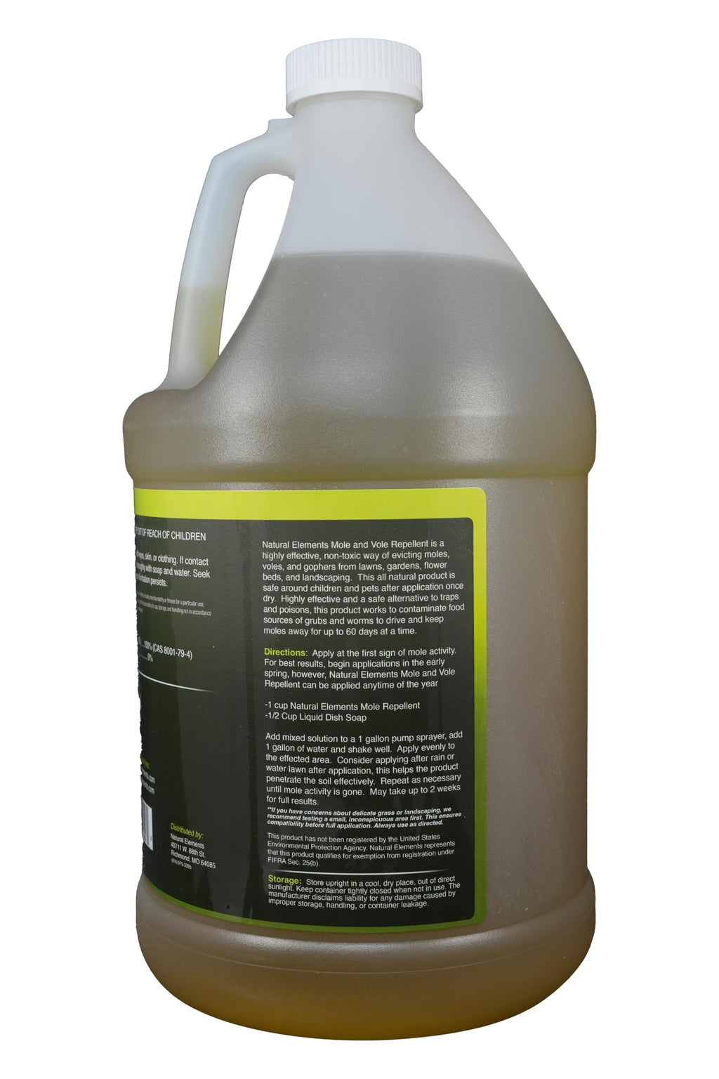 Natural Elements Mole and Vole Repellent – 100% Castor Oil Formula – Lawn and Yard Treatment – Covers Large Areas – 128 oz (1 Gallon)