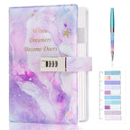 Kutoda Diary with Lock, 192 Pages College Ruled Journal with lock, A5 Secret Lock Journal with Pen and Color Notes for Girls Ages 8-12, Birthday Gifts for Girls, Purple