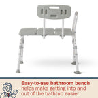 Dr. Dunley Tub Transfer Bench, 400 lb Capacity Bath & Shower Seat, Tool-Free Assembly, Anti-Slip Suction Feet, Lightweight Frame, for Seniors & Mobility Assistance