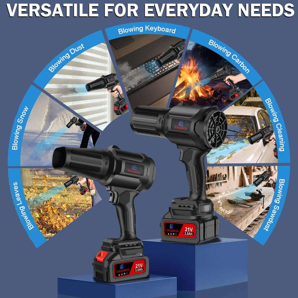 Electric Cordless Leaf Blower with 2 X 3.0Ah Batteries and Charger Included, 300000RPM Handheld Leaf Blower, Violent Leafs Blower for Lawn Care, Garage, Patio, Car