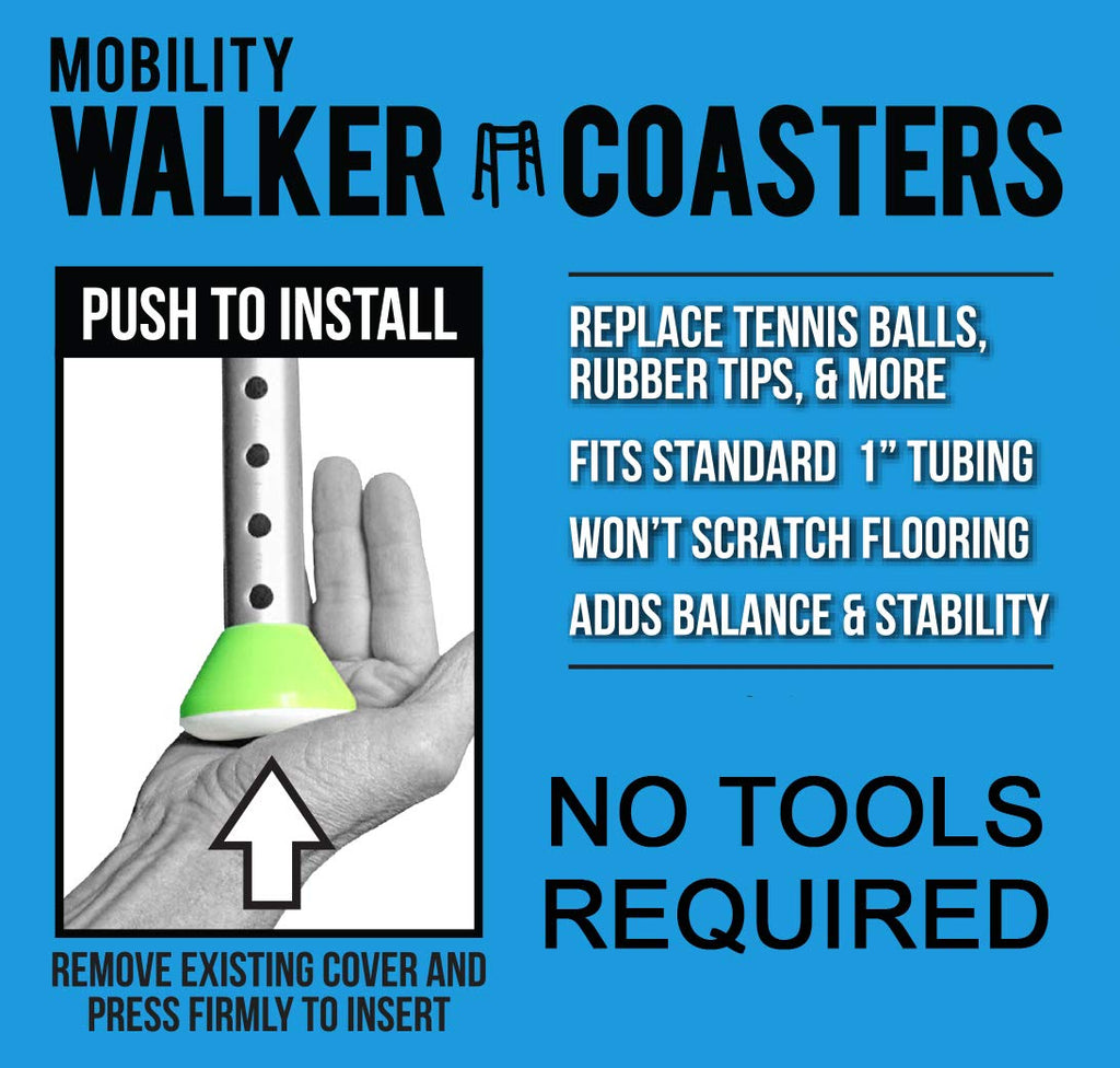 Easy To Use Products | Walker Coasters | Longer Lasting More Durable Tennis Ball Alternative | Glides Easily Over Hard Surfaces | 6 Count | Tennis Ball Yellow