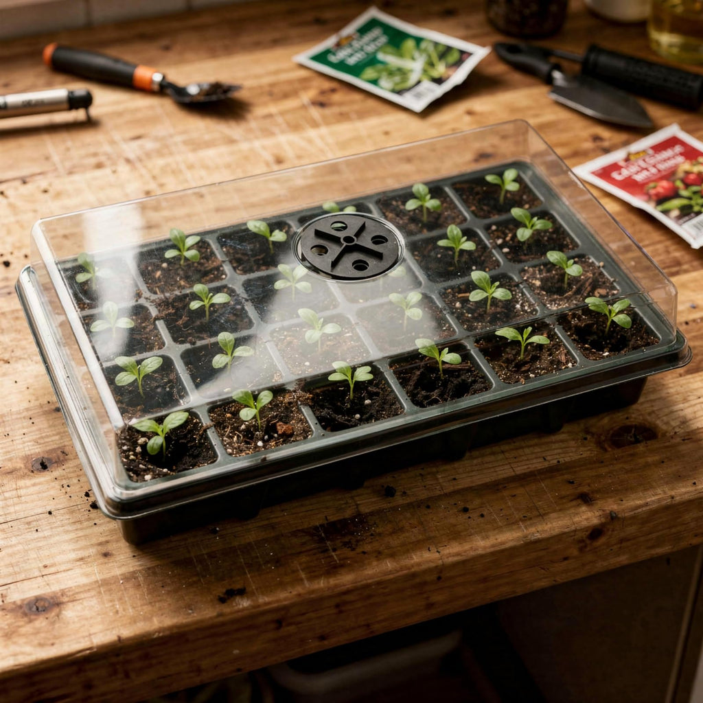 5-Pack Seed Starter Trays with Humidity Dome & Large 24-Cell Plug Trays