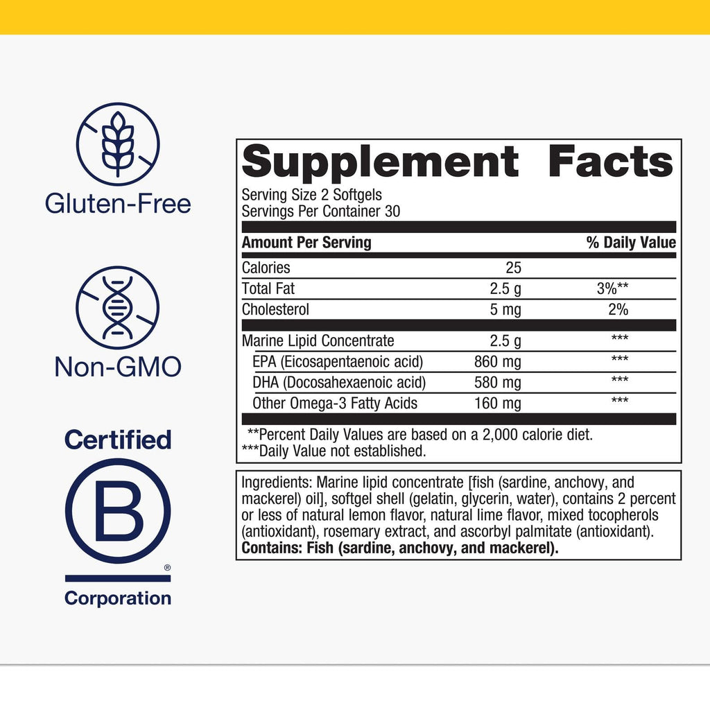 Metagenics OmegaGenics Fish Oil EPA-DHA 720 mg - High Potency Omega-3 Supplement* - Supports Heart, Joint, Brain & Immune Health* - Sustainably Sourced, Purity-Tested Fish Oil - 60 Softgels