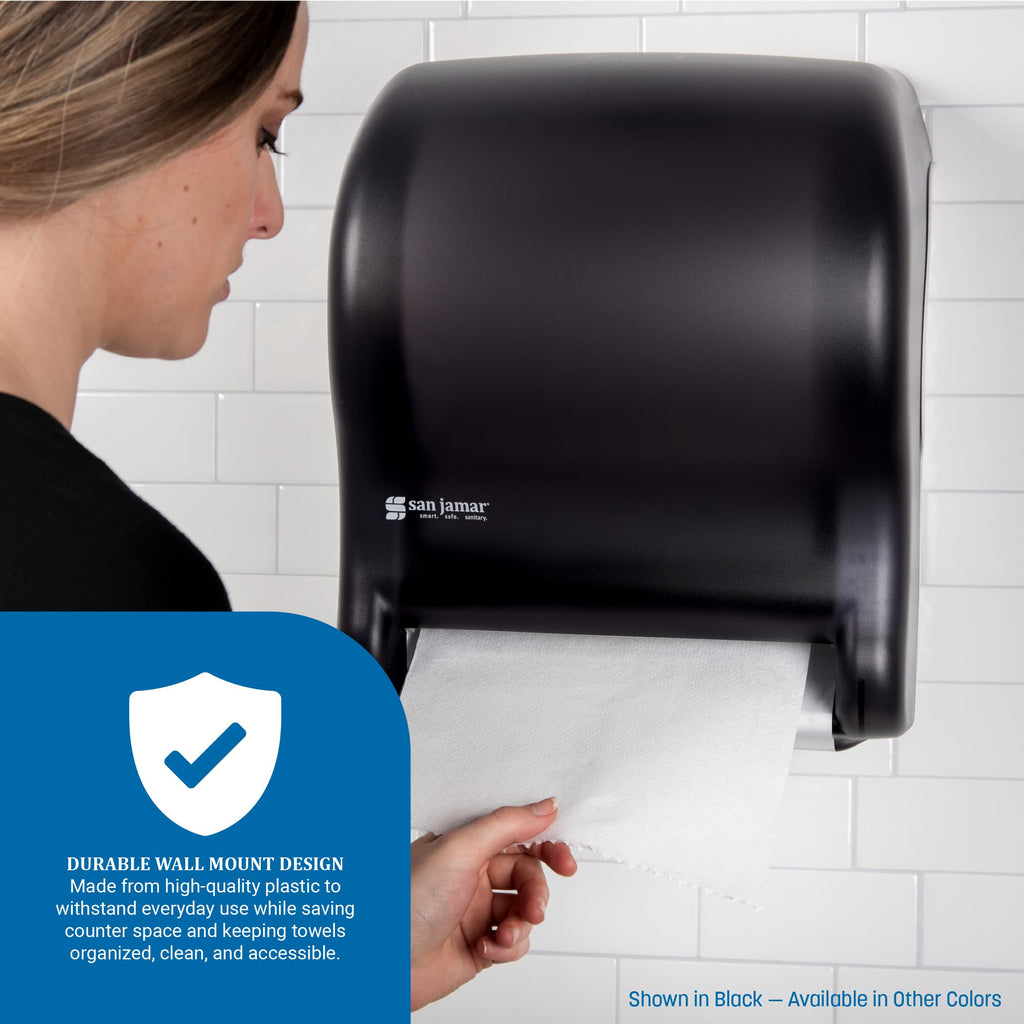 San Jamar Tear-N-Dry Essence Automatic Dispenser, Wall Mount, Plastic, Black Pearl