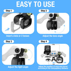 COYLAPY Magnifying Glasses for Close Work, Jewelers Magnifying Glass with Light & 5 Interchangeable Lens Pairs(2X 4X 6X 10x 13x), Headband Loupe Magnifier for Watch Repair,Crafts, w/Storage Case