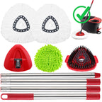 EasyWring Spin Mop Replacement Head Spin Mop Refills Compatible with O Cedar EasyWring 1-Tank Spin Mop Handle, 3 Microfiber Mop Refills, 1 Triangle Head Cover, 1 Scrubber Head and Handle for Ocedar