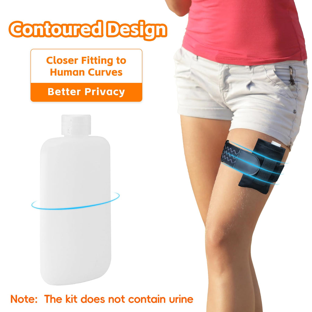 Urine Test Complete Kit - 2 Urine Empty Bottles of 3.5 oz Each, 1 Hi-Stretch Hidden Leg Strap, 10 Temperature Test Strips and 1 Storage Pouch, 1 Lining Pocket Boxer Brief for Travel Testing (L)