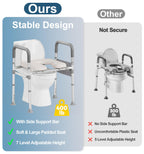 HOMLAND Raised Toilet Seat with Handles, 400 LBS Toilet Seat Risers for Seniors with Dual-Crossbar Support, Adjustable Height & Width Handicap Elevated Toilet Riser Fit Any Toilet, Gray