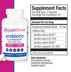 Just Thrive Probiotic & Antioxidant Supplement - 100% Spore-Based Digestive and Immune Support - Gluten Free, 90 Caps
