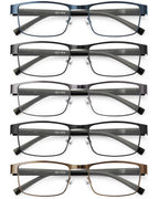 JOLISU 5PCS Reading Glasses Men - Blue Light Blocking Computer Metal Thin Frame Readers For Mens/Women（1.75）