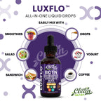 Biotin Liquid Drops Collagen Keratin Hyaluronic Acid Saw Palmetto for Hair Skin and Nails Silica Vitamin A C Vitamin D Bamboo Turmeric Zinc Folate Magnesium Horsetail LuxGlo by Clean Nutra - 2Pack