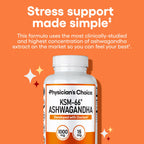 Physician's CHOICE KSM-66 Ashwagandha Root Powder Extract 1,000mg - Organic - with Black Pepper for Maximum Absorption - 5% Withanolides - Stress, Mood & Athletic Support - 60 Vegan Capsules