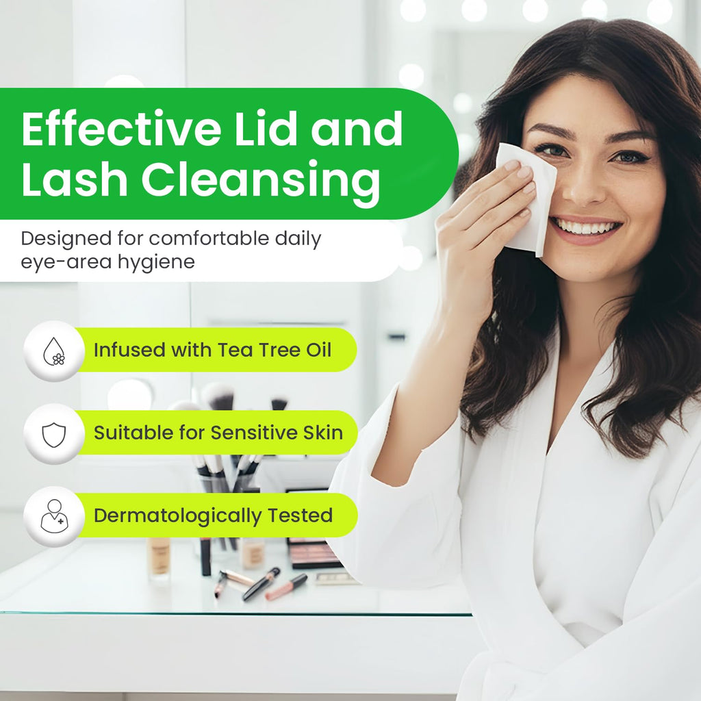 OPTASE TTO Eyelid Cleansing Wipes, 20 Count – Individually Wrapped Tea Tree Oil Eyelid Wipes – Preservative-Free Formula for Daily Use – Eye Doctor Recommended Tea Tree Eye Lid Cleanser