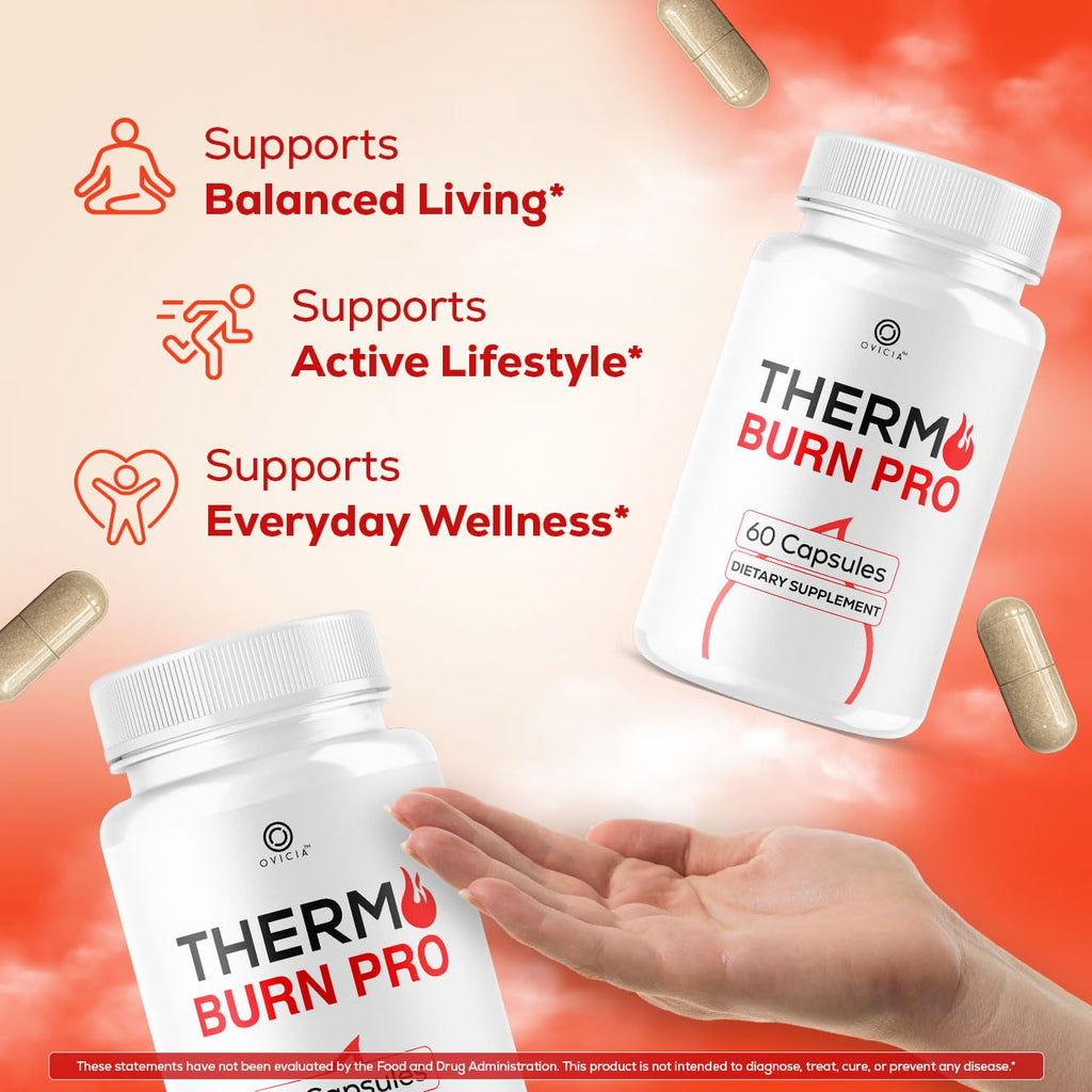 Thermo Burn Pro Capsules - Official Thermoburn Pro Pills Advanced Support for Maximum Strength with Natural Ingredients Vitamins ThermoburnPro for Health & Wellness, 60 Capsules for 1 Month