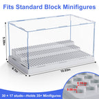 Mlikero 2 Pack Display Case for Minifigures Action Figures Blocks, Clear Dustproof Acrylic Display Box Storage with 3 Movable Steps Gifts for Children,Gray…
