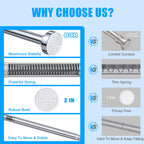 TEECK Shower Curtain Rod, 32-80 inch Adjustable Spring Tension Curtain Rod, Never Rust Anti-Slip Shower Curtain Rod for Bathroom, No Drilling, Never Collapse, Easy to Use, Silver
