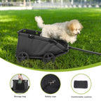 Foldable Pet Wagon with Handle, Pink and Black, Rolling Dog Stroller Cart (Black)