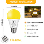 EvaStary Yellow Bug Light Bulbs Outdoor, Dusk to Dawn A19 LED Bulb for Porch Lights Outside, 6W(40W Equivalent) Auto On/Off Amber Bulb for Patio, Backyard, Hallway, Decor, 4 Pack