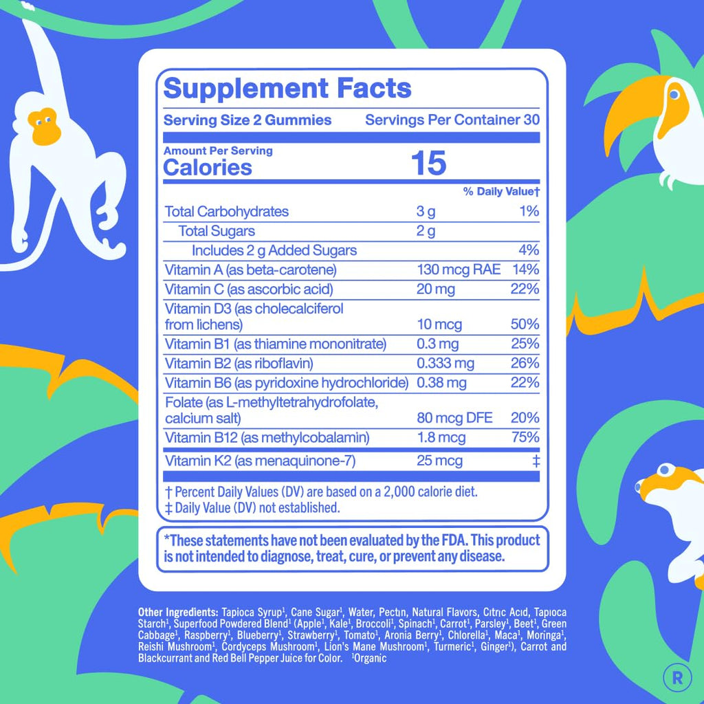 First Day Kids Multivitamin Gummies Age 4+, Strawberry & Orange - Kids Vitamins Multivitamin Gummy A C D3 K2 B1 B2 B6 B12 Folate, Immunity & Brain Function, Vegan - 30 Day Supply, Packaging May Vary