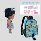 Nice2you Black Baby Doll with Backpack Carrier, 10in American African Doll for Girls Toddlers Aged 2+, Backpack for Baby Doll Accessories Storage, Perfect for 1 2 3 4 5 6 Years Old Kids