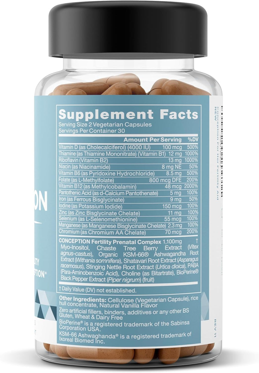 Eu Natural Conception for Her Fertility Supplements for Women - Ovulation, Hormonal Balance & Regular Cycle Support - Myo-Inositol, Folate, Folic Acid & Vitex - 60 Vegetarian Capsules