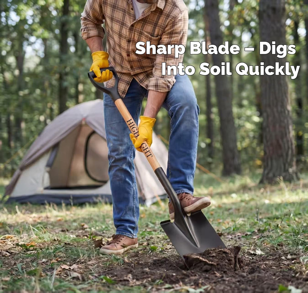 Shovel for Digging Round Point Garden 41 Inch D Wood Handle Steel Blade