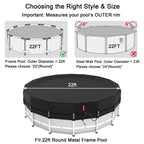QH.HOME 22 Ft Round Pool Cover with Fast Tightening Patented Ratchet,Heavy Duty Winter Pool Cover for Above Ground Pools [Durable, Tear Resistant],PU Tarp Snug Fit for UV Protected