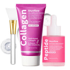 SKYNFLOW Collagen Face Mask + Plumping Peptides PDRN Serum, Overnight Hydrolyzed Peel-Off Mask, Niacinamide Restoring Skincare Set, Reduce Wrinkles, Tighten Fine Lines, Even Skin Tone (1 Set)