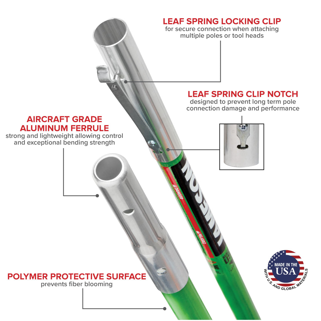 Jameson LS-Series Hollow Core Landscaping Tree Trimming Kit | 16” Barracuda Saw Blade | 18-Foot Reach | Fiberglass Poles with Leaf Spring Locking Buttons | Tree Pruning & Trimming Tool