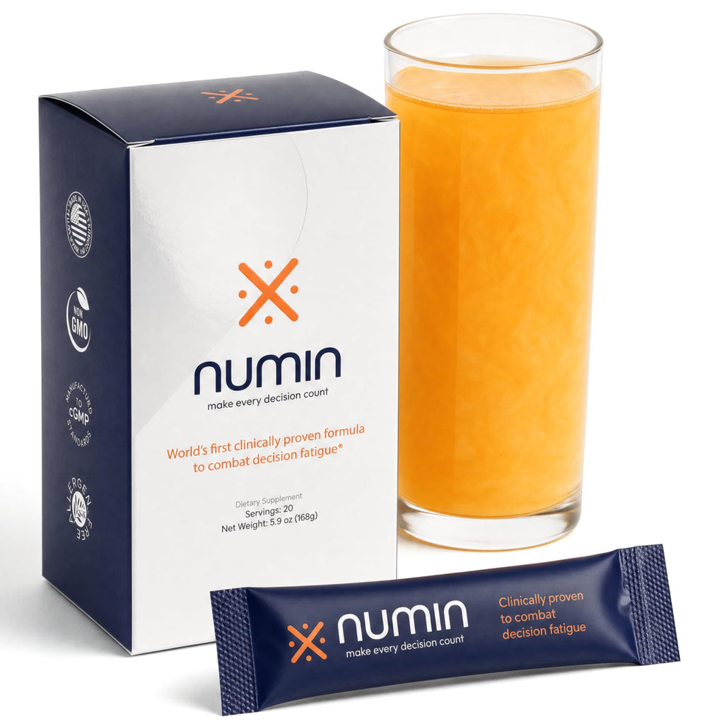 Numin Brain Supplements for Memory and Focus, Nootropic Focus Supplement, Clinical Trial-Backed Decision Fatigue Sachets with Rhodiola Rosea, L-Tyrosine, Curcumin, MSM & Chromium Picolinate, 20 Count
