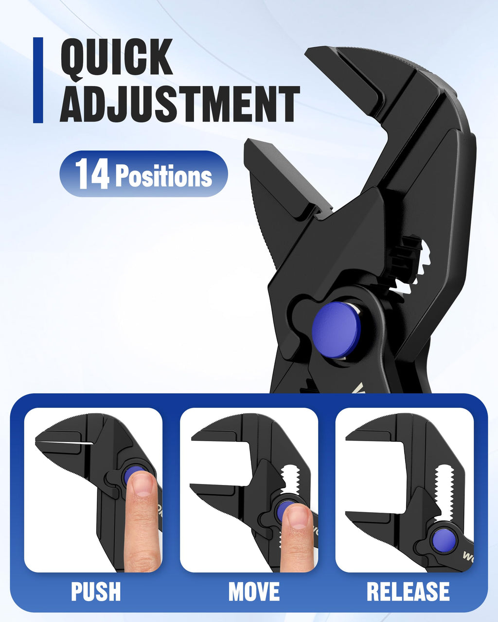 WORKPRO Mini Pliers Wrench, 4-Inch Smooth Jaw Pliers, High-Toughness Alloy Steel Adjustable Wrench Pliers with Smooth Parallel Jaws, Anti-Rust Coating, EDC Pliers for Tight Spaces & Versatile Use