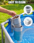 Juecity Pool Skimmer, Above Ground Pool Skimmer with 10 Pcs Skimmers Socks, Floating Pools Surface Skimmers Basket, Wall Mount Pools Maintenance Accessories for Inflatable and Metal Frames