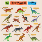 Zippytots Dinosaur Toys for Kids 3-5 5-7 - 14 Realistic Plastic Dinosaur Figures Set with Storage Box & Learning Booklet - Educational Dino Figure Toys for Boys Girls Toddlers